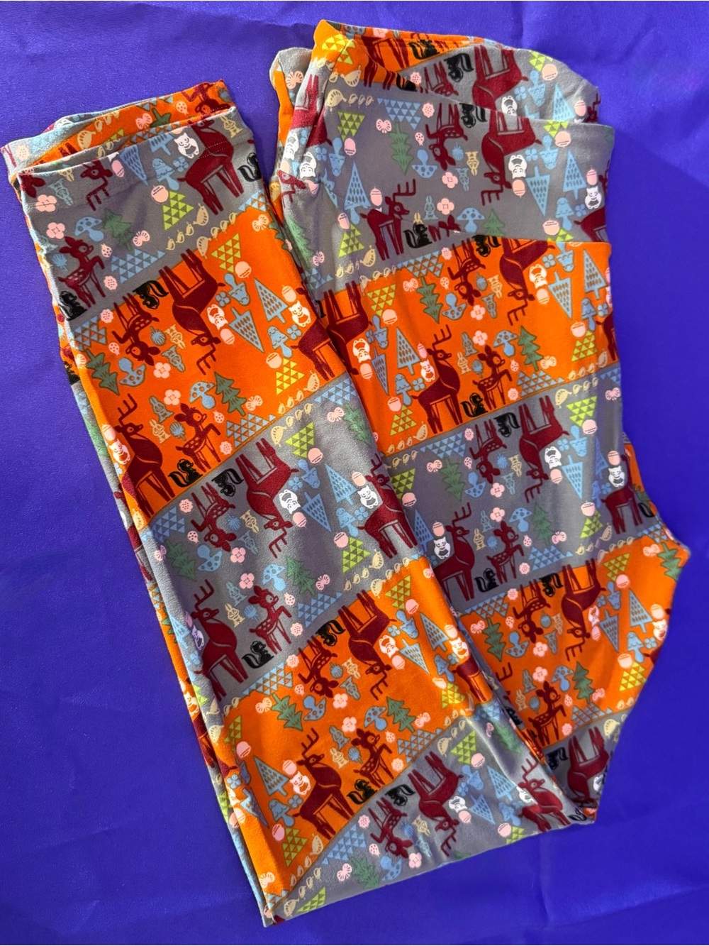 NWOT LuLaRoe Women’s Tall & Curvy TC Leggings Orange & Blue Forest Animals Print